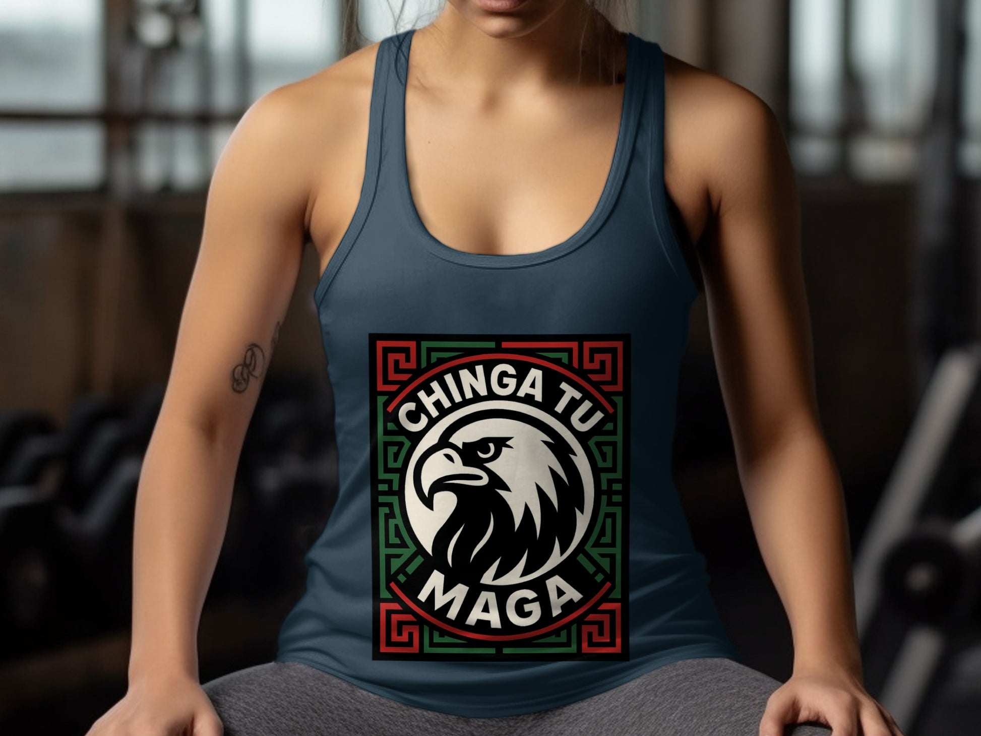 Chinga Tu Maga Eagle Design Athletic Tank Top