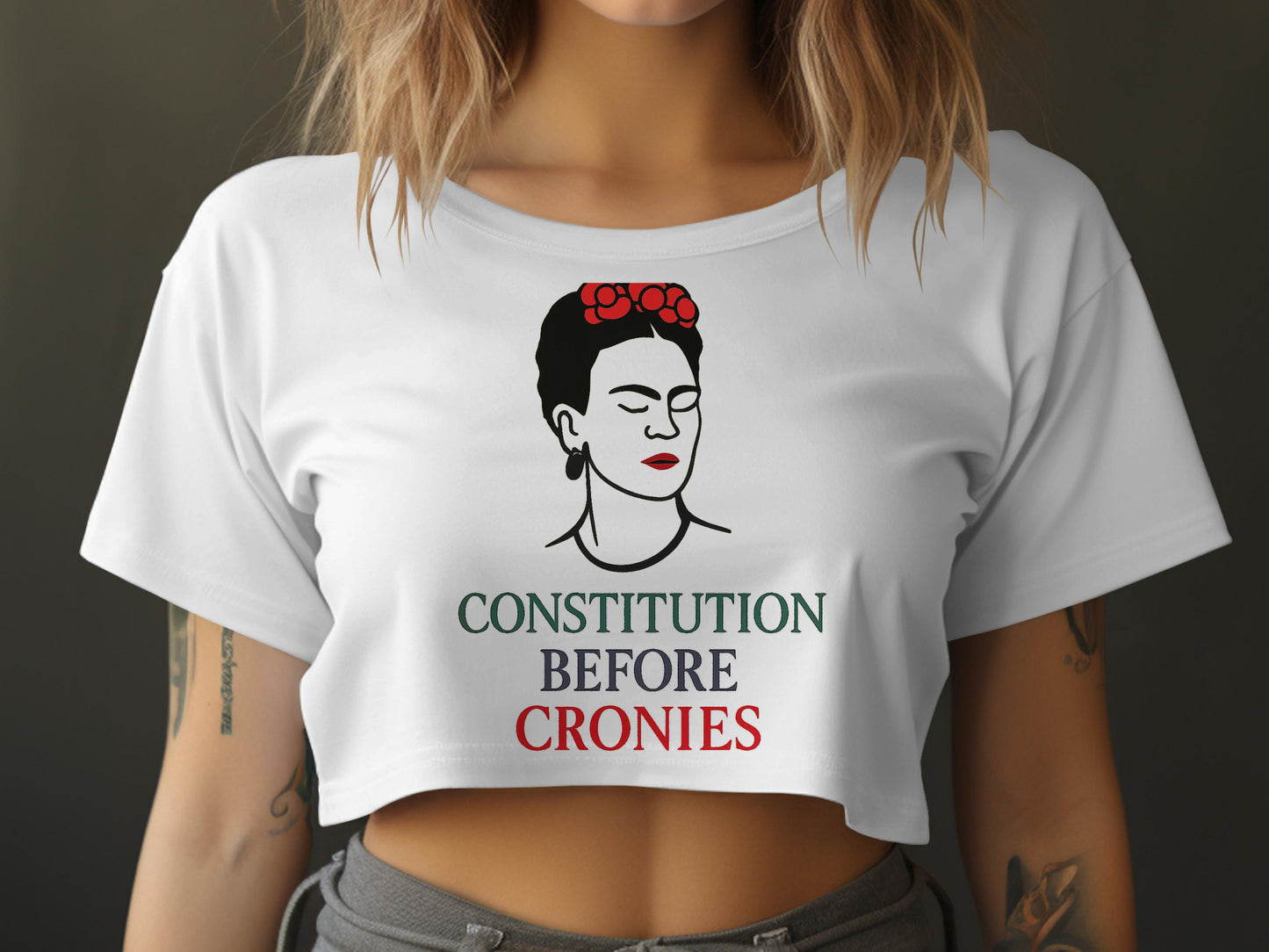 Constitution Before Cronies White Cropped Tee Product
