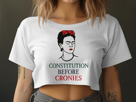 Constitution Before Cronies White Cropped Tee Product