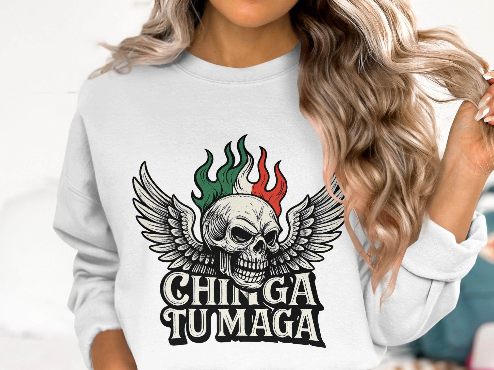Chinga Tumaga Skull Wings Unisex Crewneck Sweatshirt product type