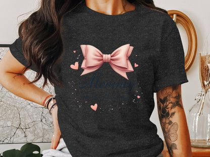 Mommy with Love Pink Bow Graphic T-Shirt product type