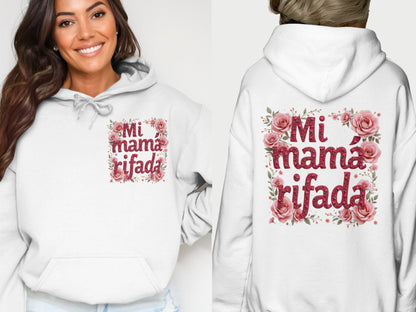 Mi mamá rifada floral graphic hoodie product type