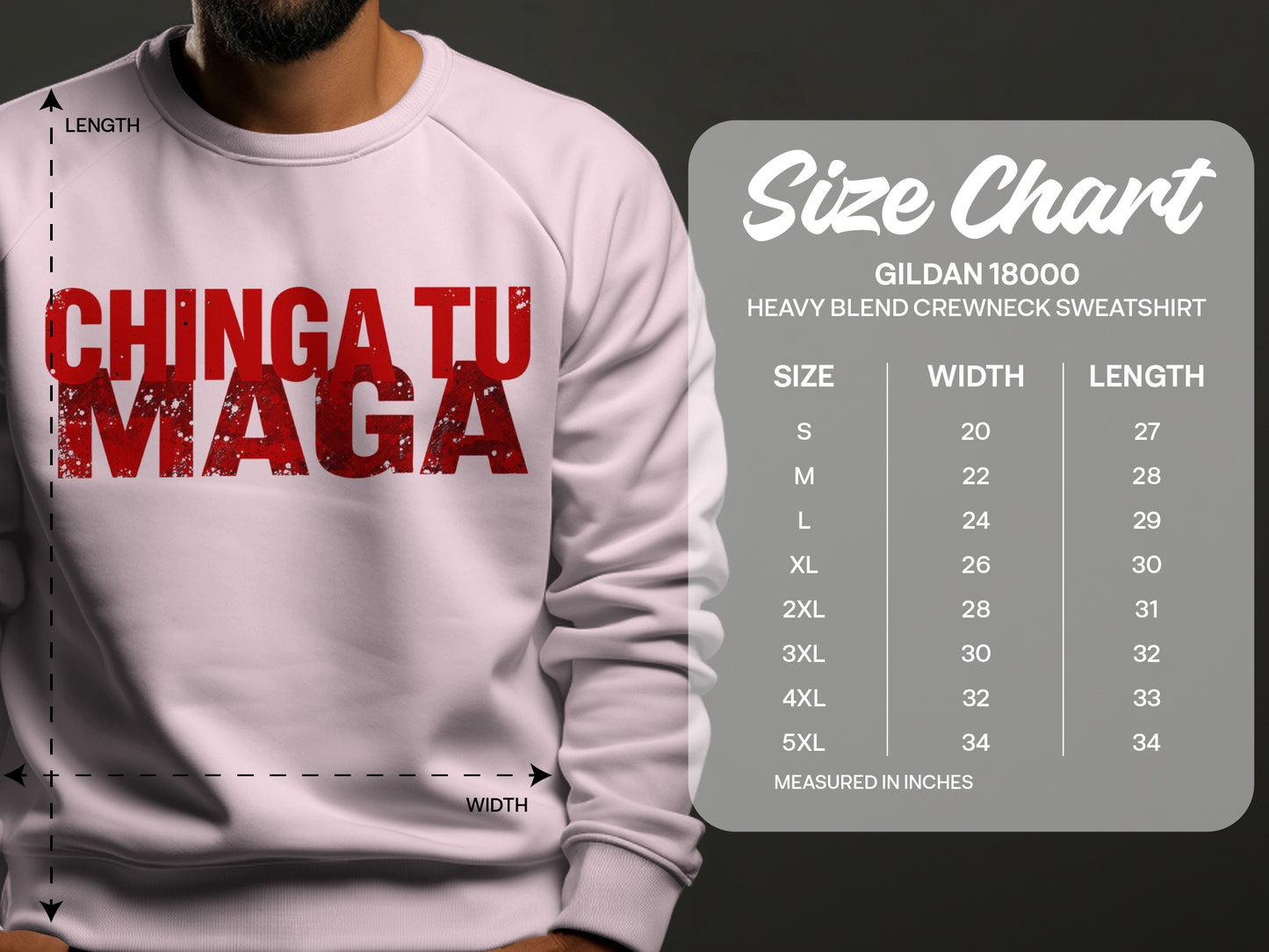 Chinga Tu MAGA Printed Heavy Blend Crewneck Sweatshirt