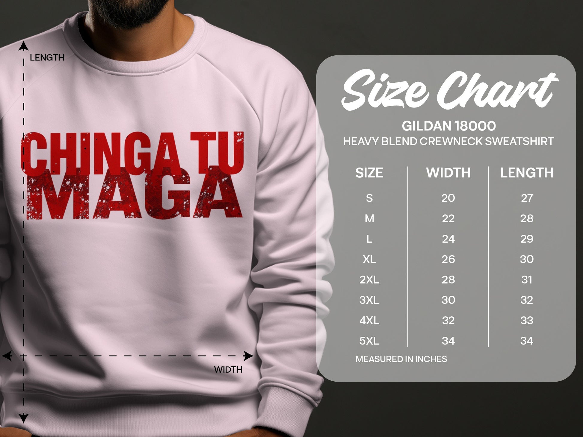Chinga Tu MAGA Printed Heavy Blend Crewneck Sweatshirt