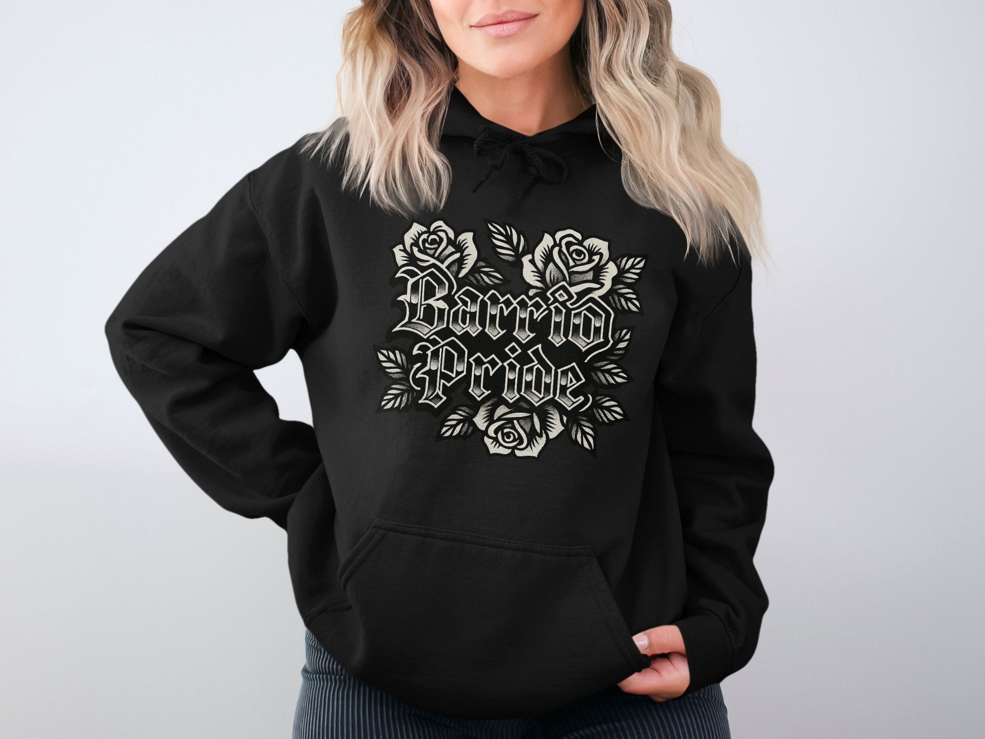 Barrio Pride Roses Design Black Hoodie product