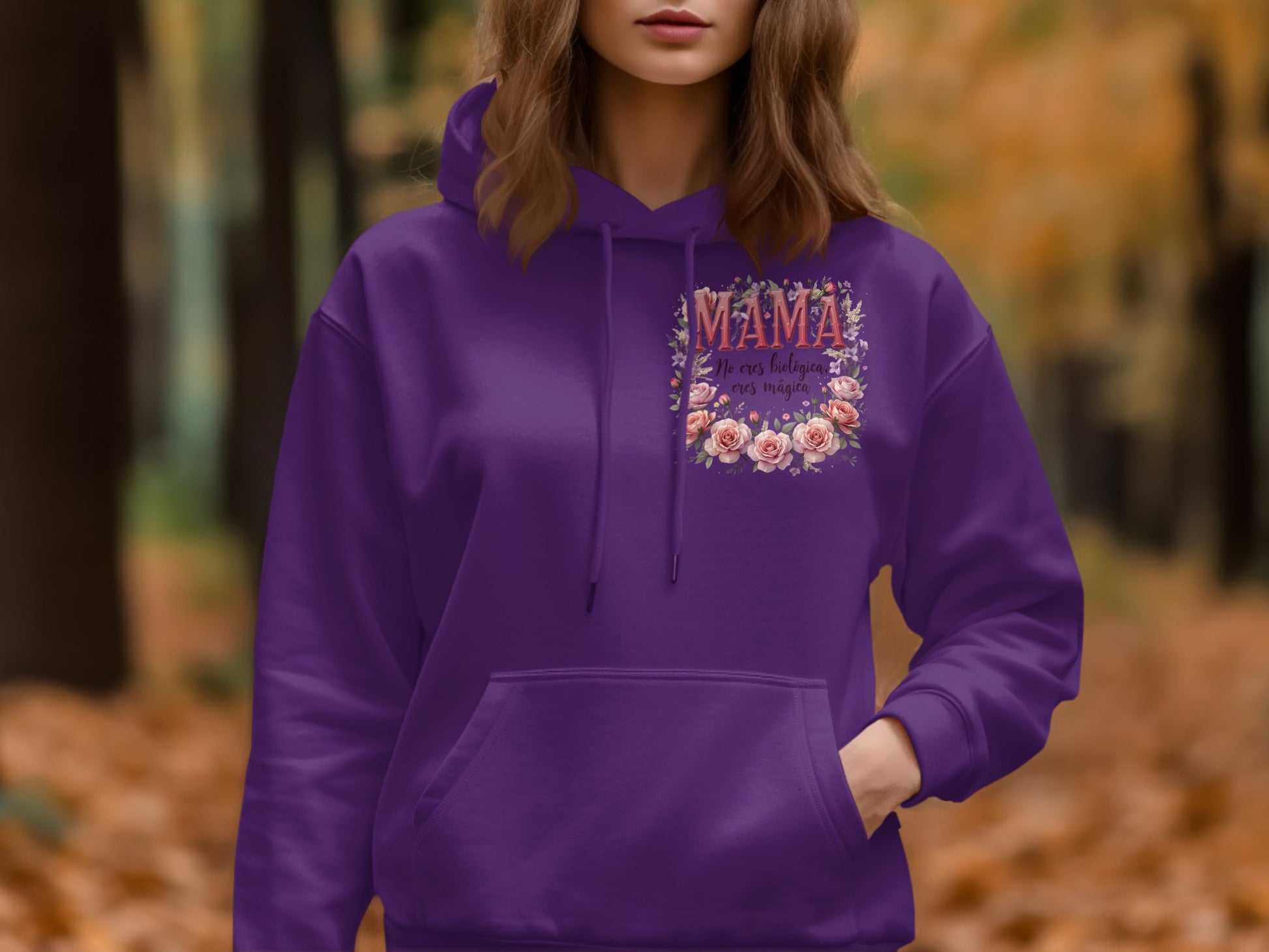 Mama Floral Hoodie with Autumn Leaves Design product type