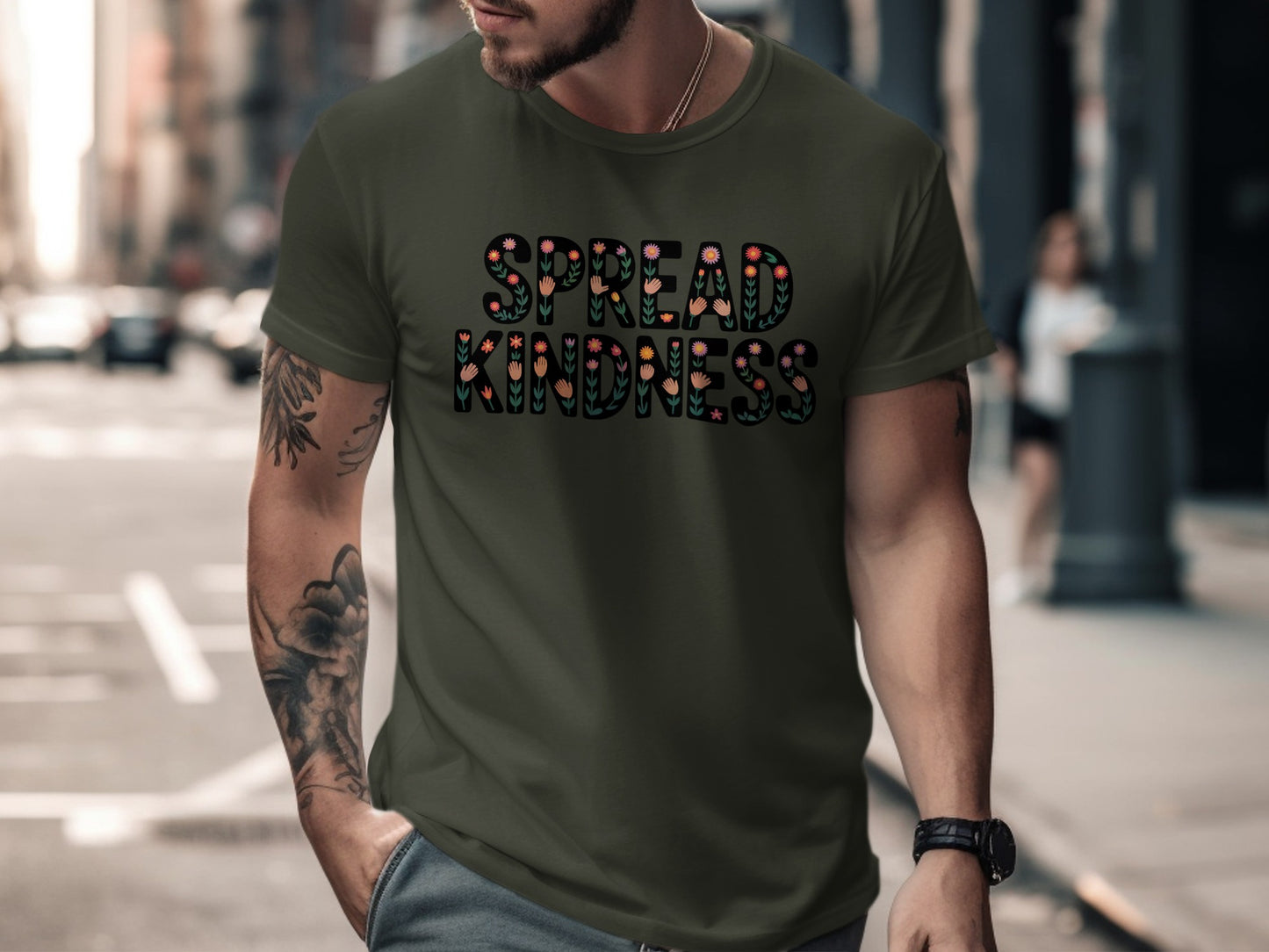 Spread Kindness Graphic Tee with Floral Design