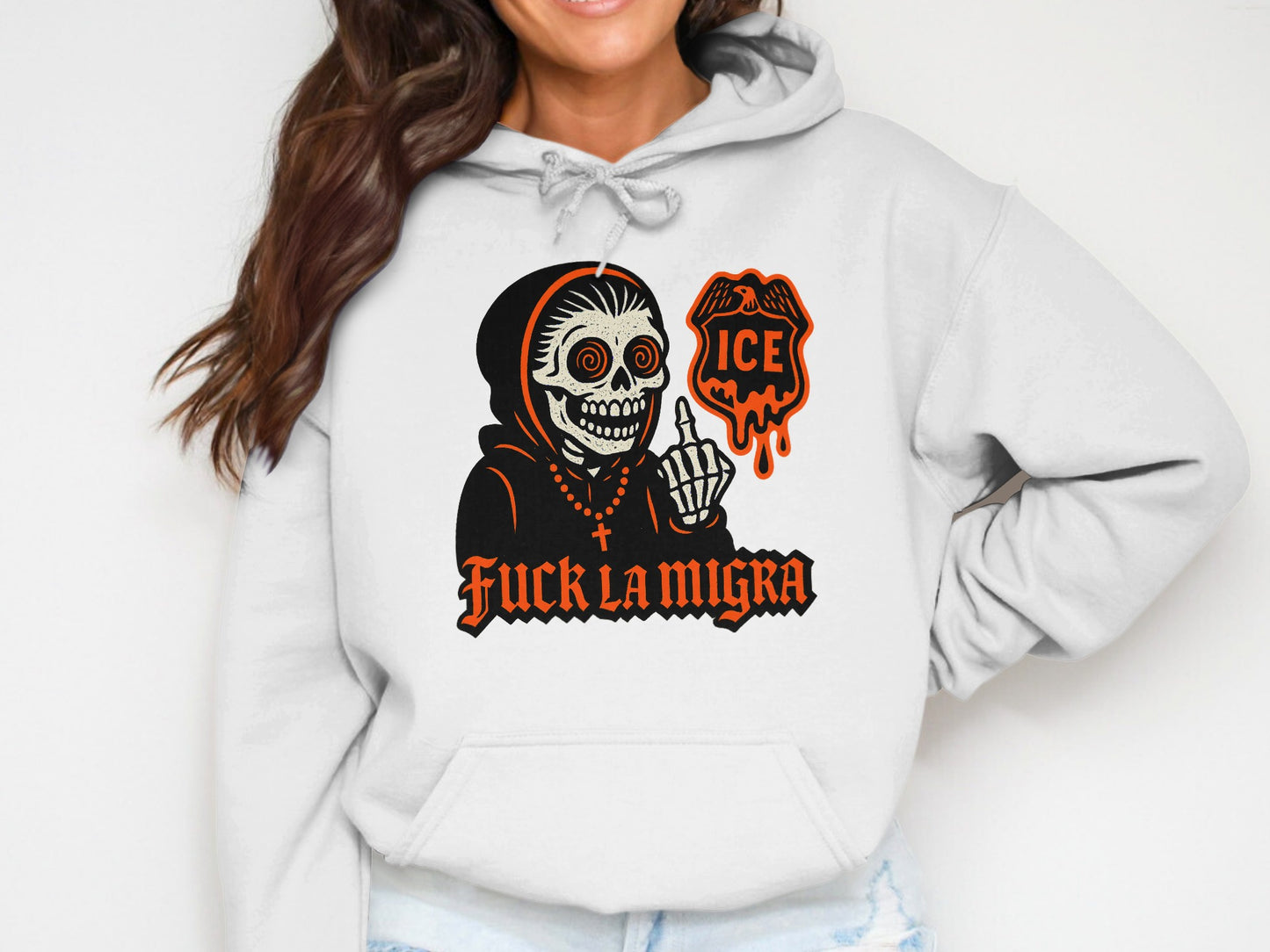 Fuck La Migra Skull ICE Graphic Hoodie product