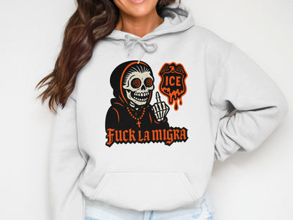 Fuck La Migra Skull ICE Graphic Hoodie product
