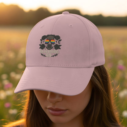 Ally Mode On Skull Embroidered Pink Cap product