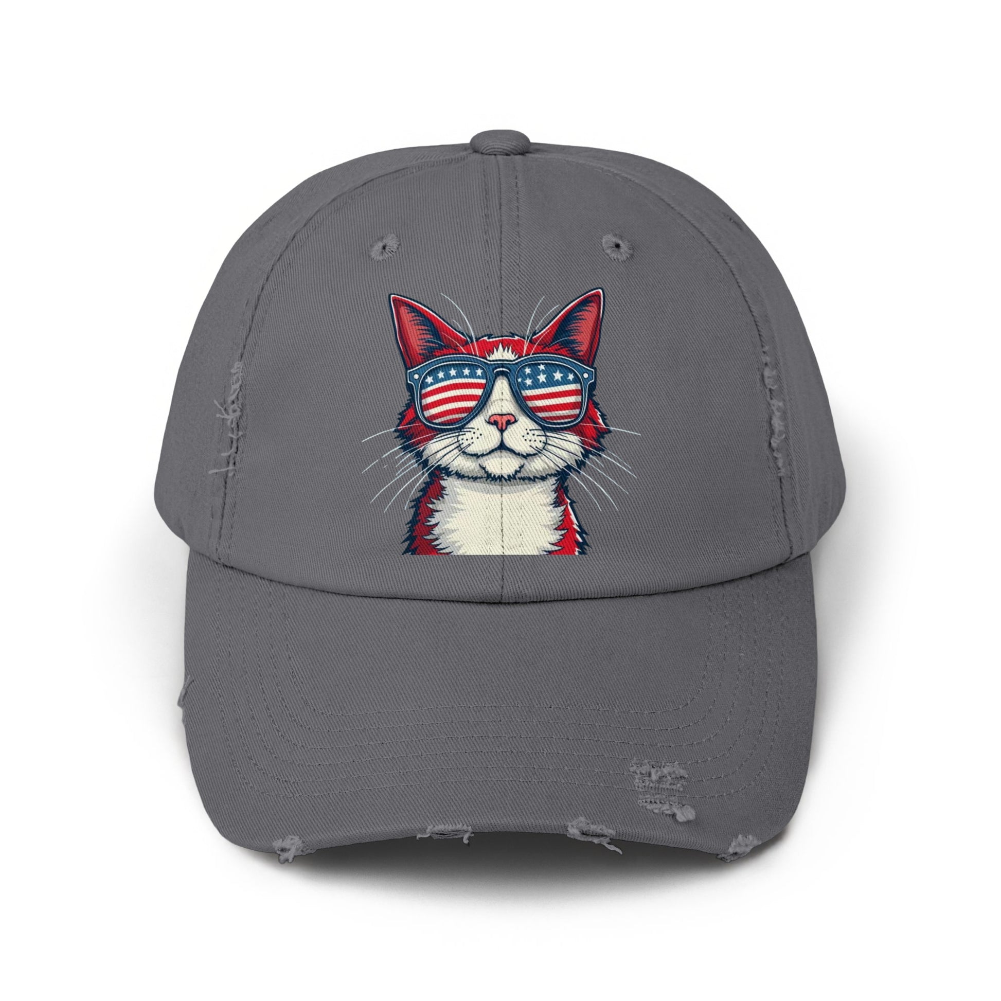 Cool Cat with Sunglasses on Gray Baseball Cap product type