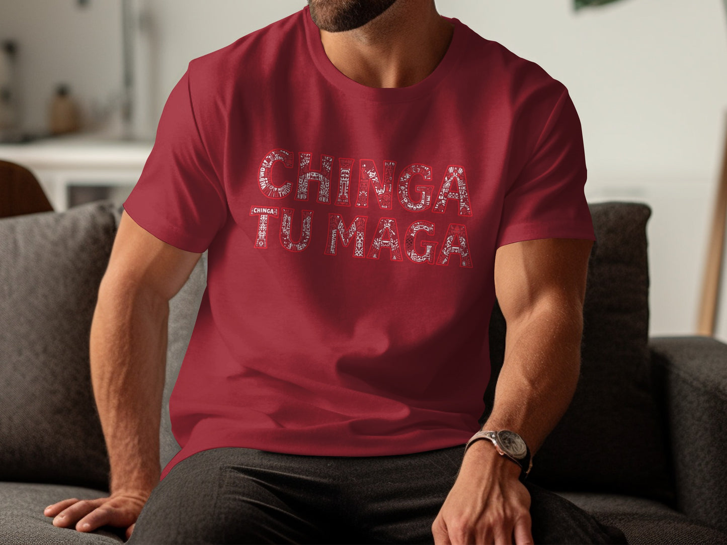 Chinga Tu Maga Red Graphic Statement T-shirt