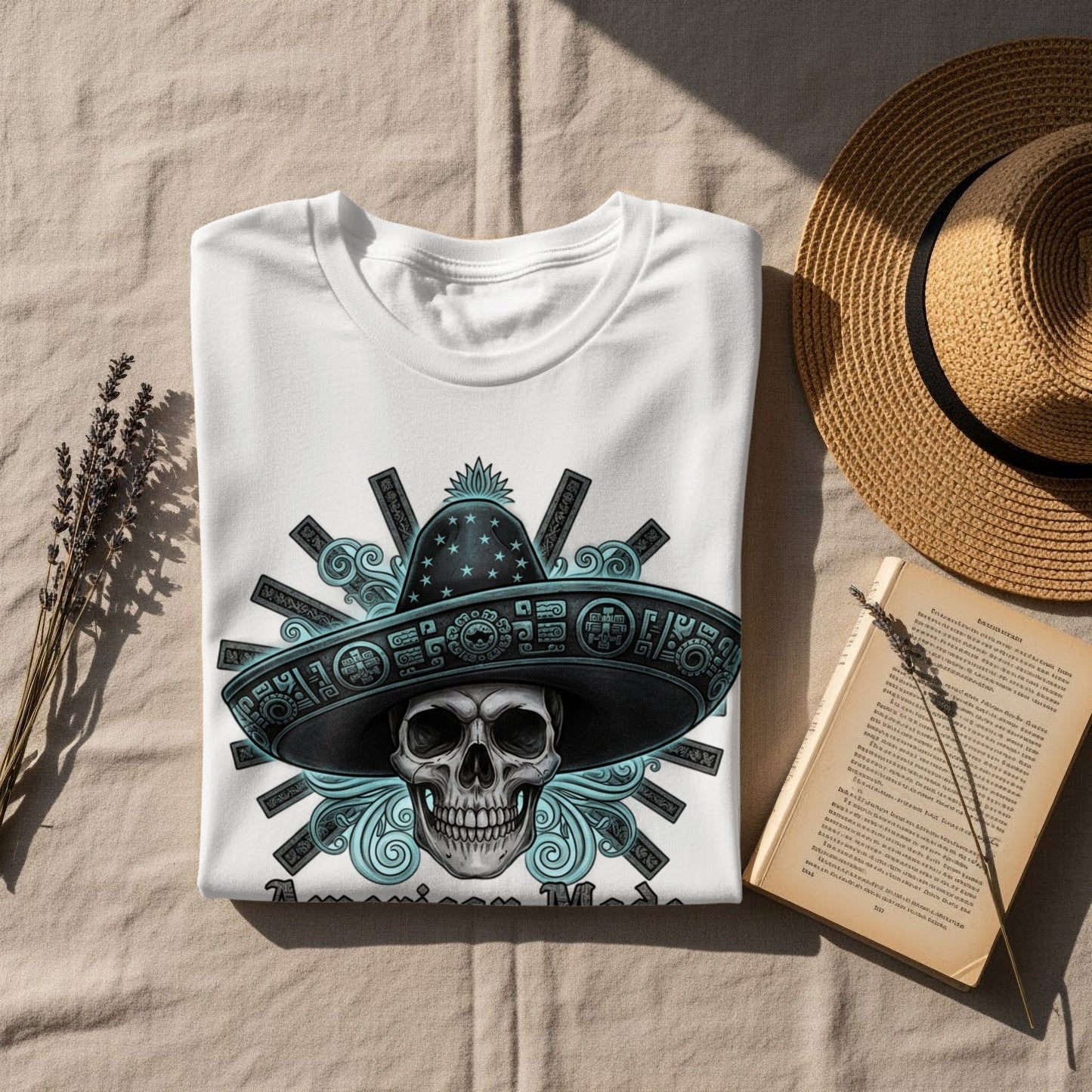 Skull in Sombrero Graphic Artistic Tee