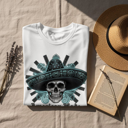 Skull in Sombrero Graphic Artistic Tee