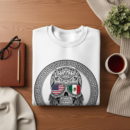 Stylized Skull with Flags Cool Design Sweatshirt