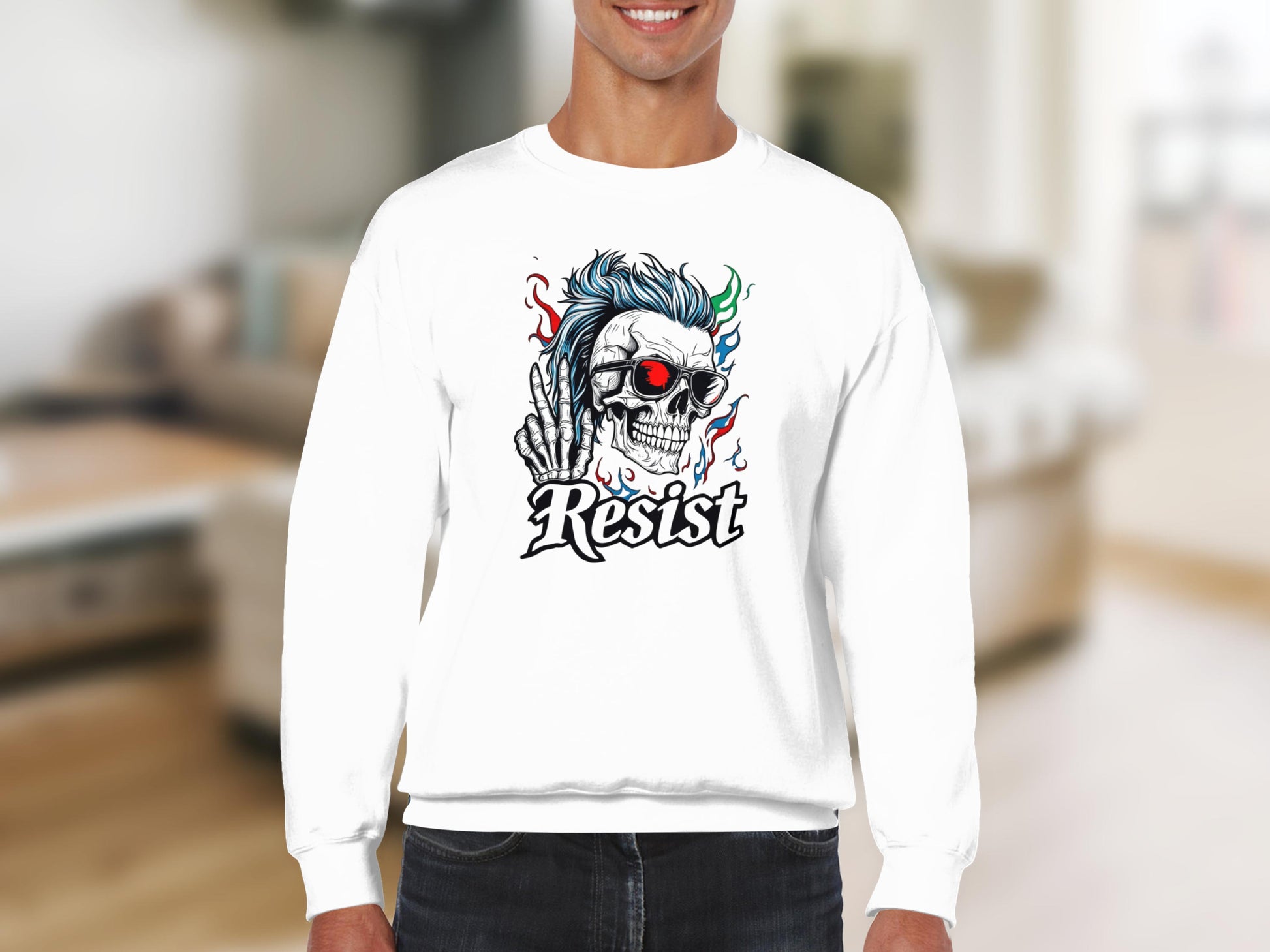 Resist Skeleton Print Graphic Sweatshirt product type