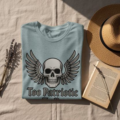 Too Patriotic Skull Wings Graphic Tee Shirt
