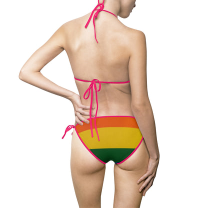 Rainbow Pride Women's Bikini Swimsuit | Vibrant AOP Swimwear | Summer Beachwear | LGBTQ+ Celebration | Fun Pool Party Outfit