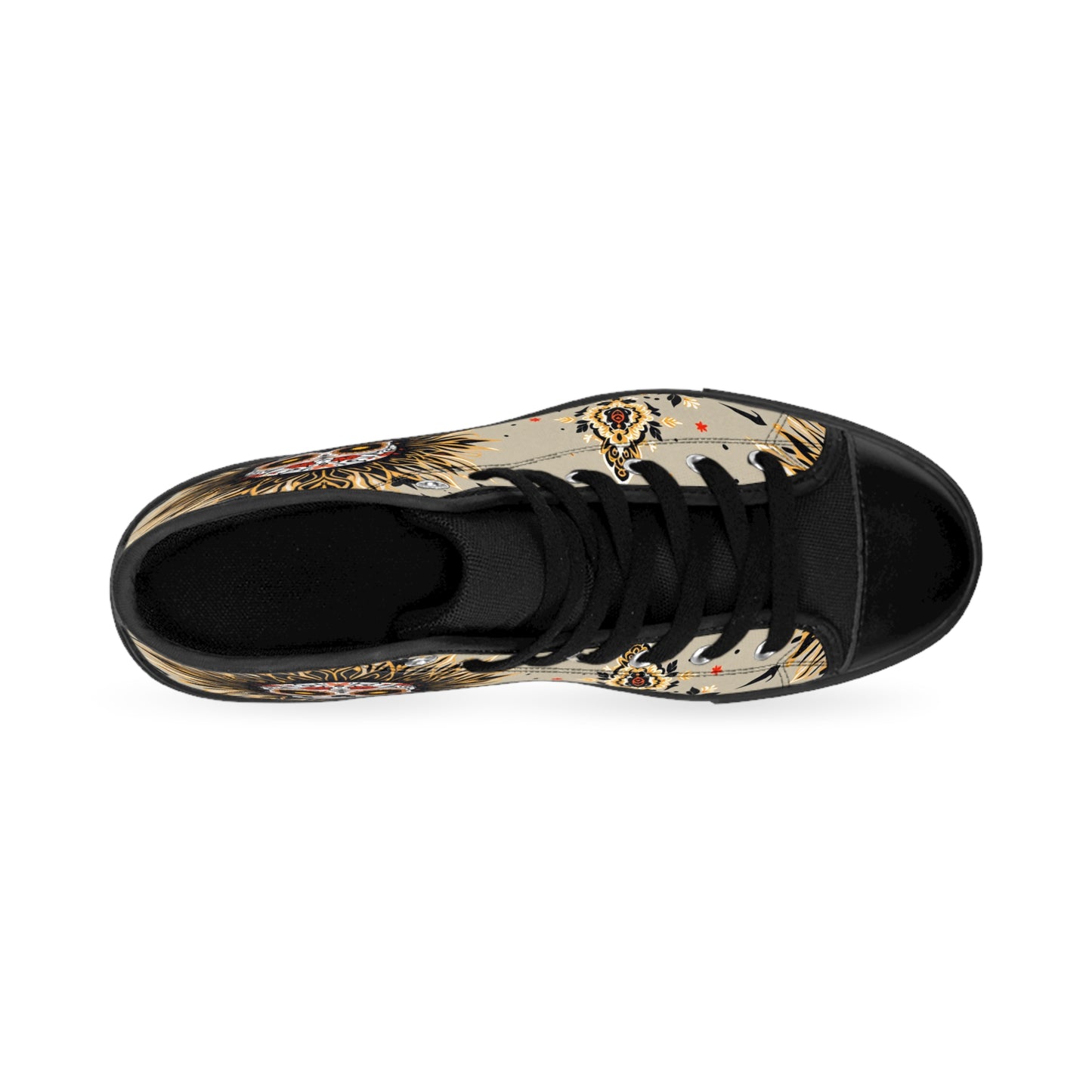Skull Design High-Top Sneakers, Unique Footwear, Casual Style, Gift for Her, Day of the Dead Shoes, Festival Fashion