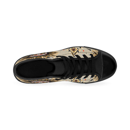 Skull Design High-Top Sneakers, Unique Footwear, Casual Style, Gift for Her, Day of the Dead Shoes, Festival Fashion