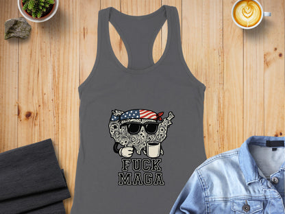 Patriotic Cat Fuck MAGA Tank Top Statement product type