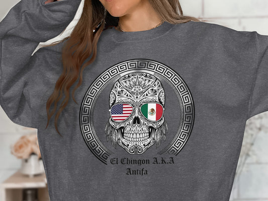 El Chingon A.K.A Antifa Skull Graphic Sweatshirt