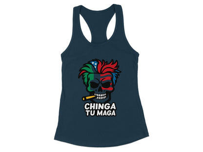 Chinga Tu Maga Colorful Skull Graphic Tank Top