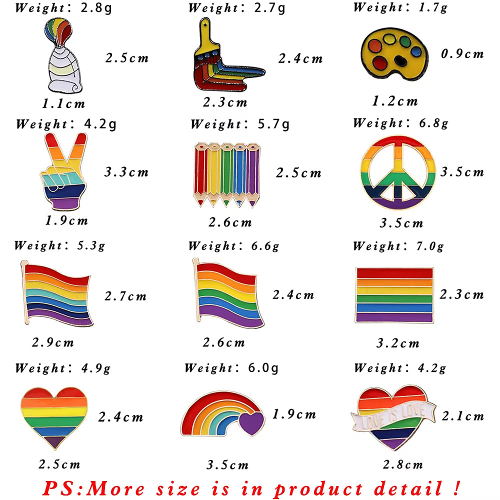 Celebrate Love with Our Custom Rainbow Enamel Pins - Stylish LGBT Brooches Featuring Heart and Gesture Designs for Bags, Shirts, and Lapels - Perfect Unique Jewelry Gifts