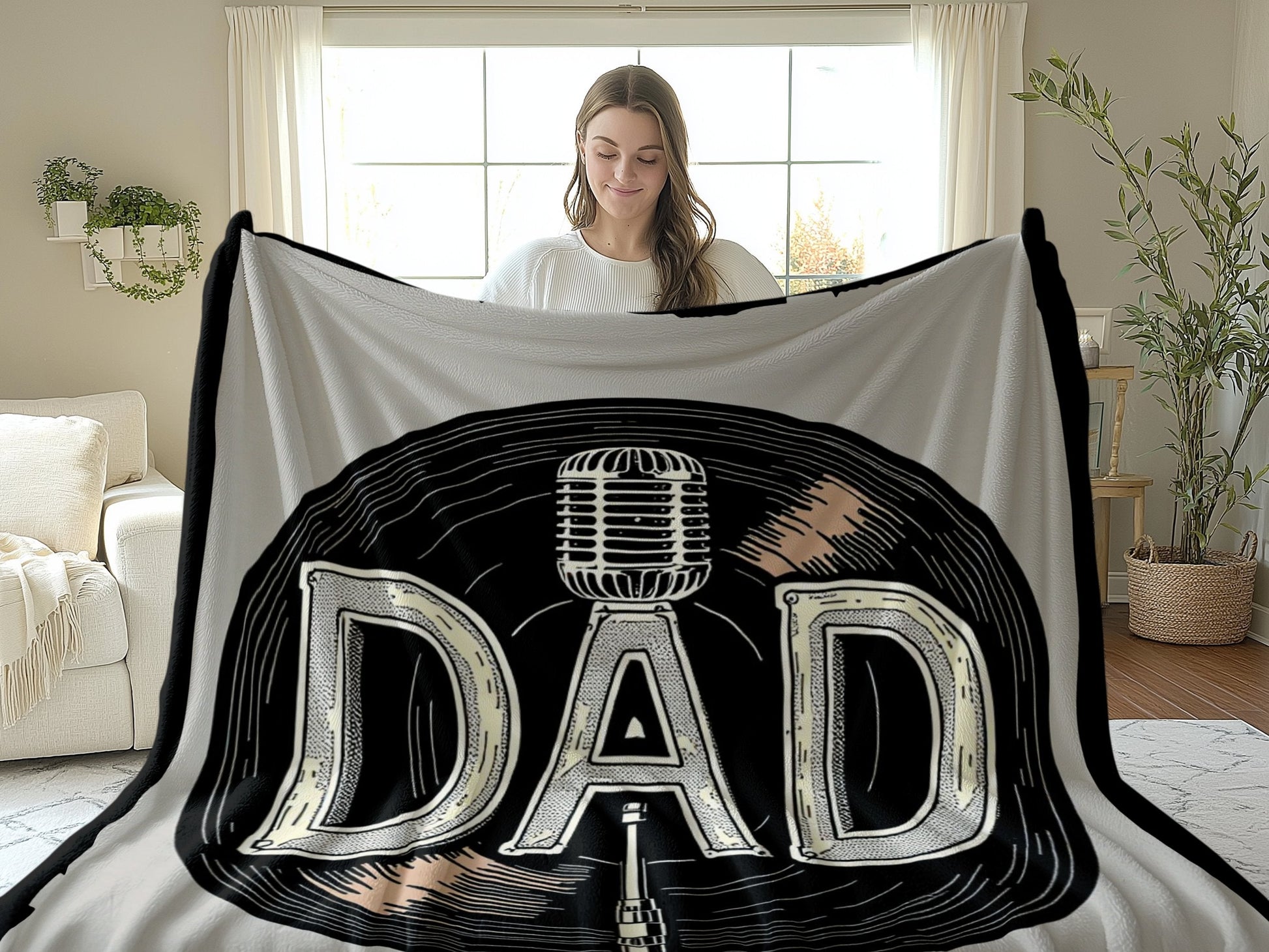 DAD Microphone Print Cozy and Soft Blanket product