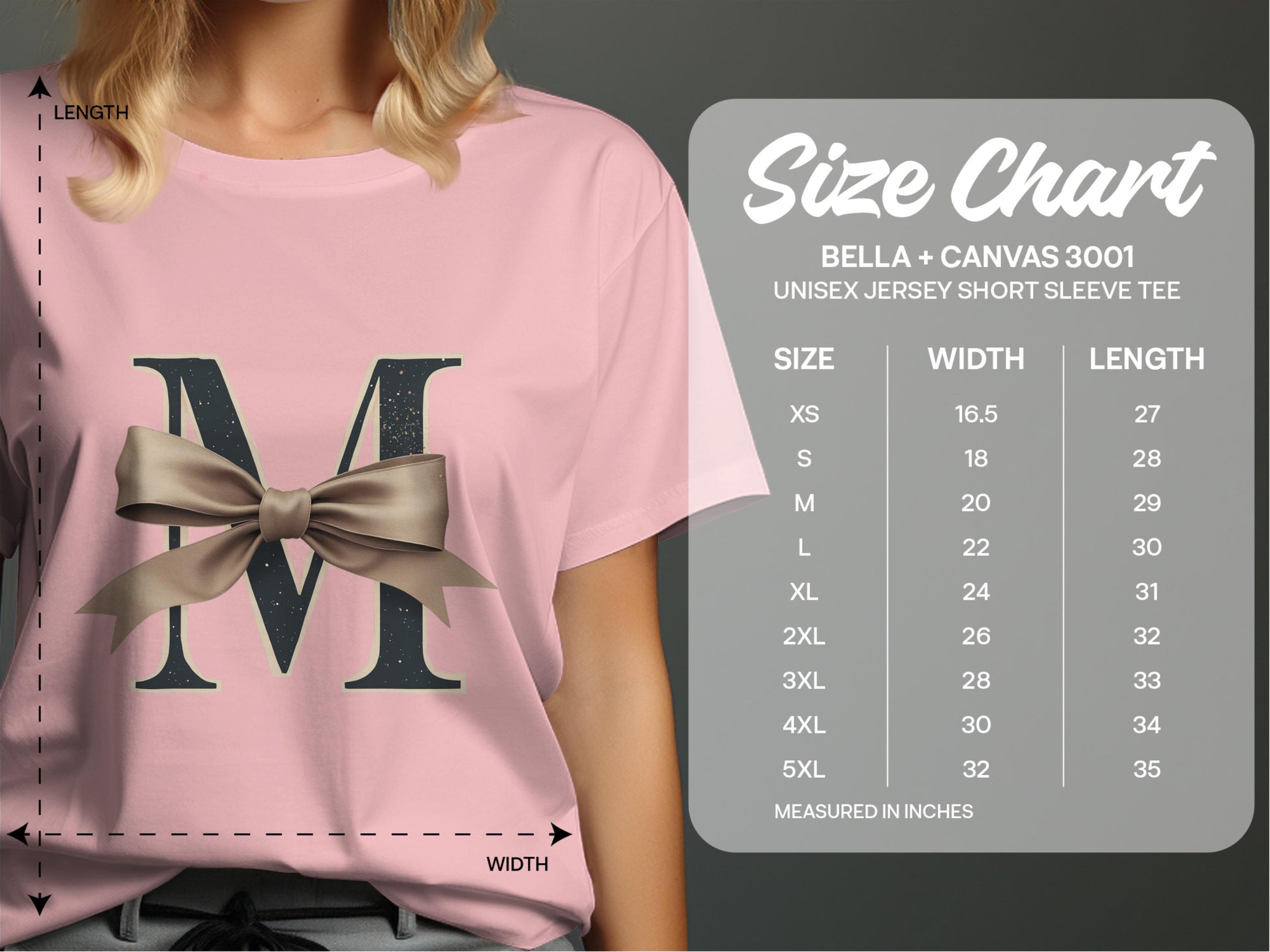 Monogrammed Pink T-Shirt With Bow Graphic product type