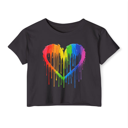 Pride corp top Rainbow Heart Women’s Festival Crop Top - Vibrant and Fun Summer Wear