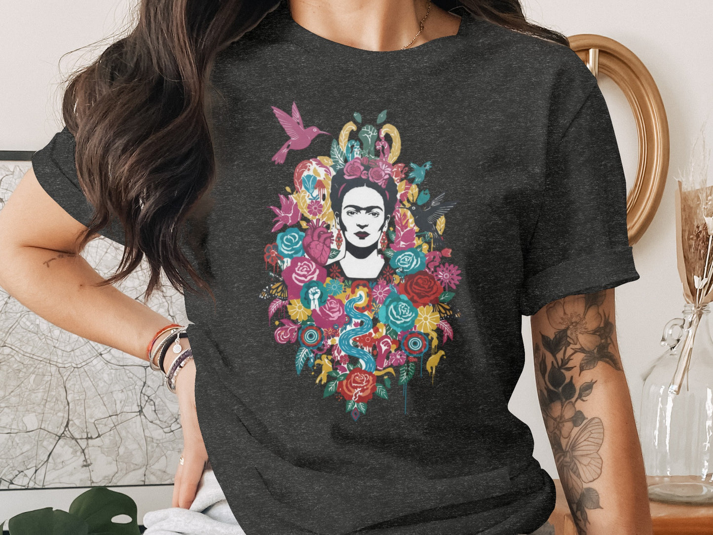 Frida Kahlo Vibrant Floral Art Portrait Design product type