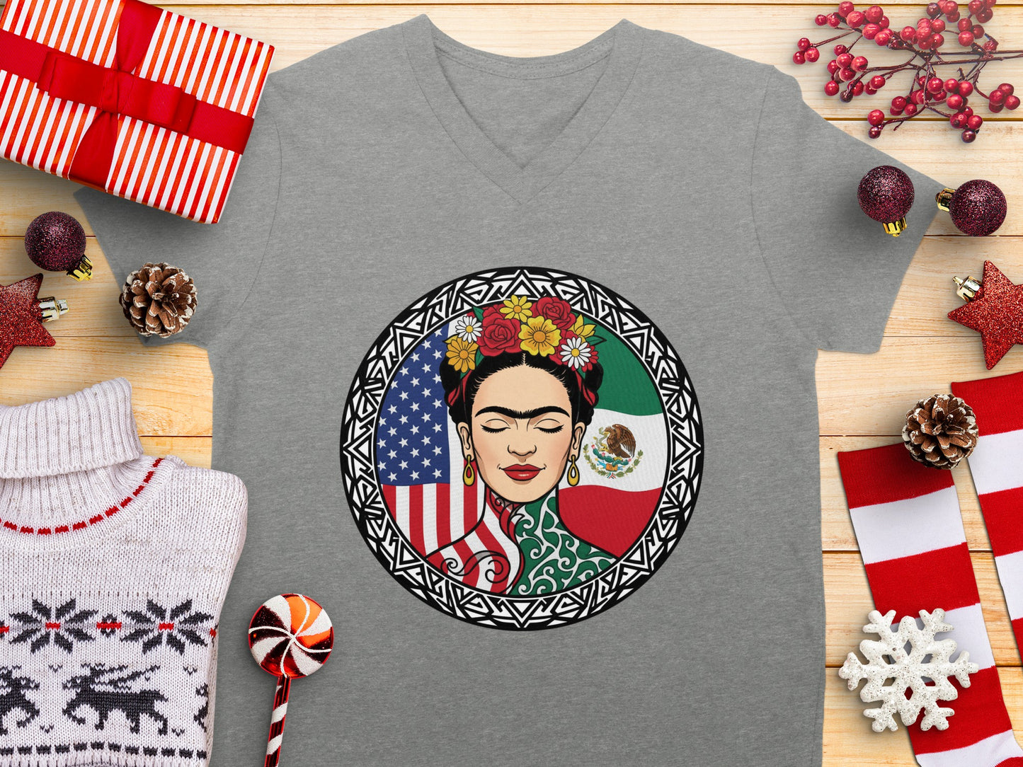 Patriotic Frida Art Unisex Crew Neck T-shirt