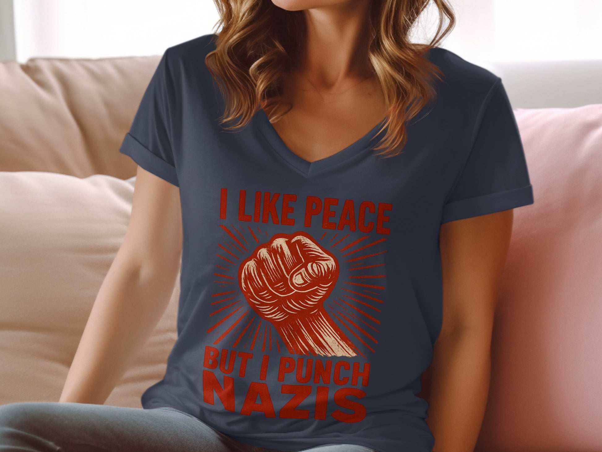 I Like Peace But I Punch Nazis Graphic T-shirt