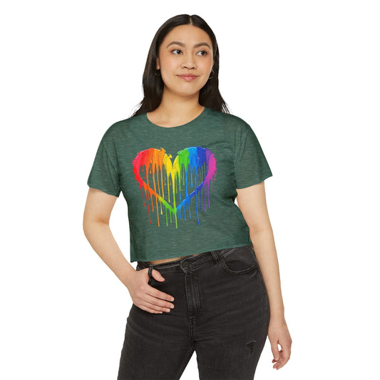 Pride corp top Rainbow Heart Women’s Festival Crop Top - Vibrant and Fun Summer Wear