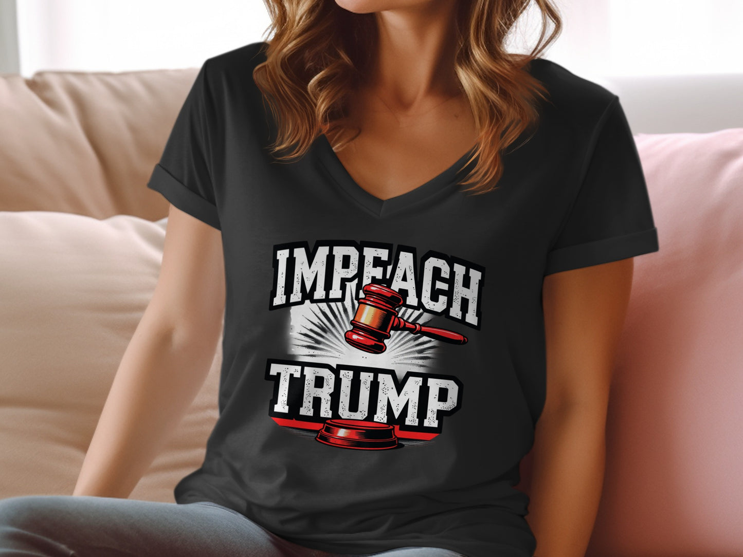 Impeach Trump Graphic Print V Neck T Shirt product type