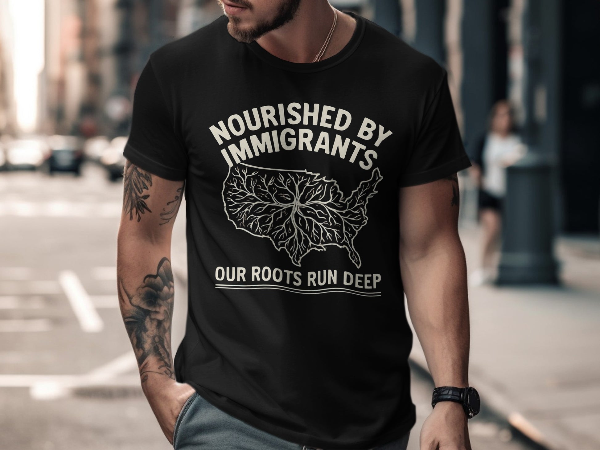 Nourished by Immigrants Roots Run Deep T-shirt product