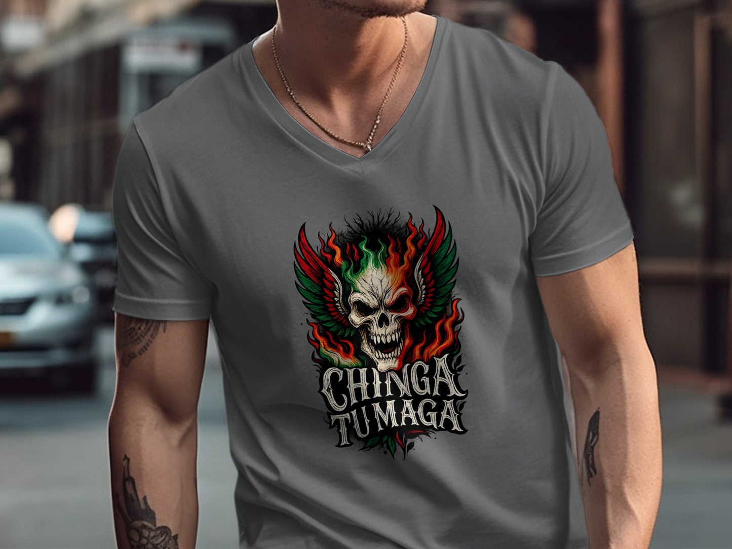 Chinga Tu Maga Skull Design Stylish Graphic T-Shirt product