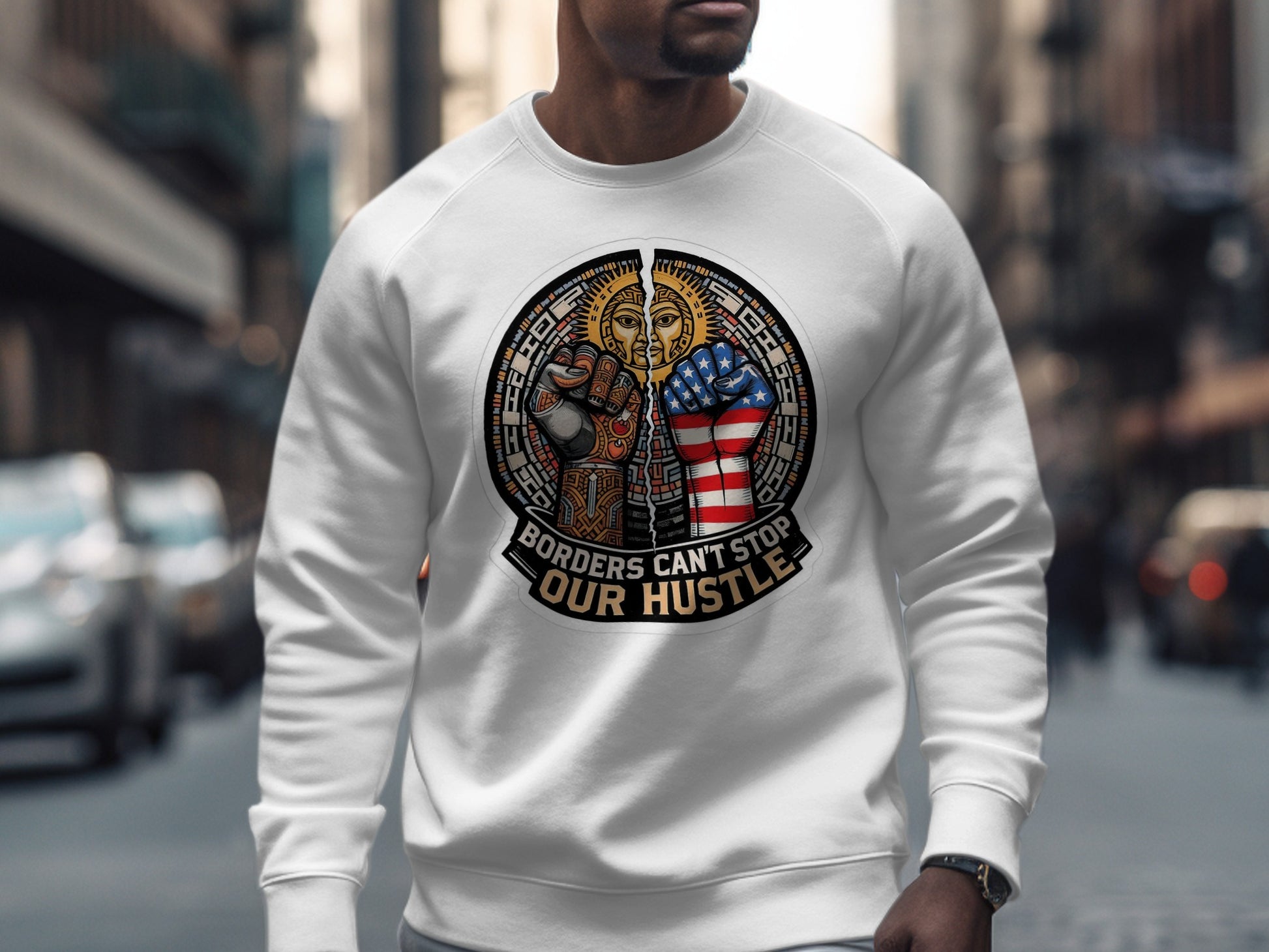 Borders Can't Stop Our Hustle Graphic Sweatshirt Product