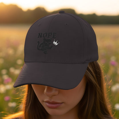 Nope Cat with Crown Embroidered Baseball Cap product type