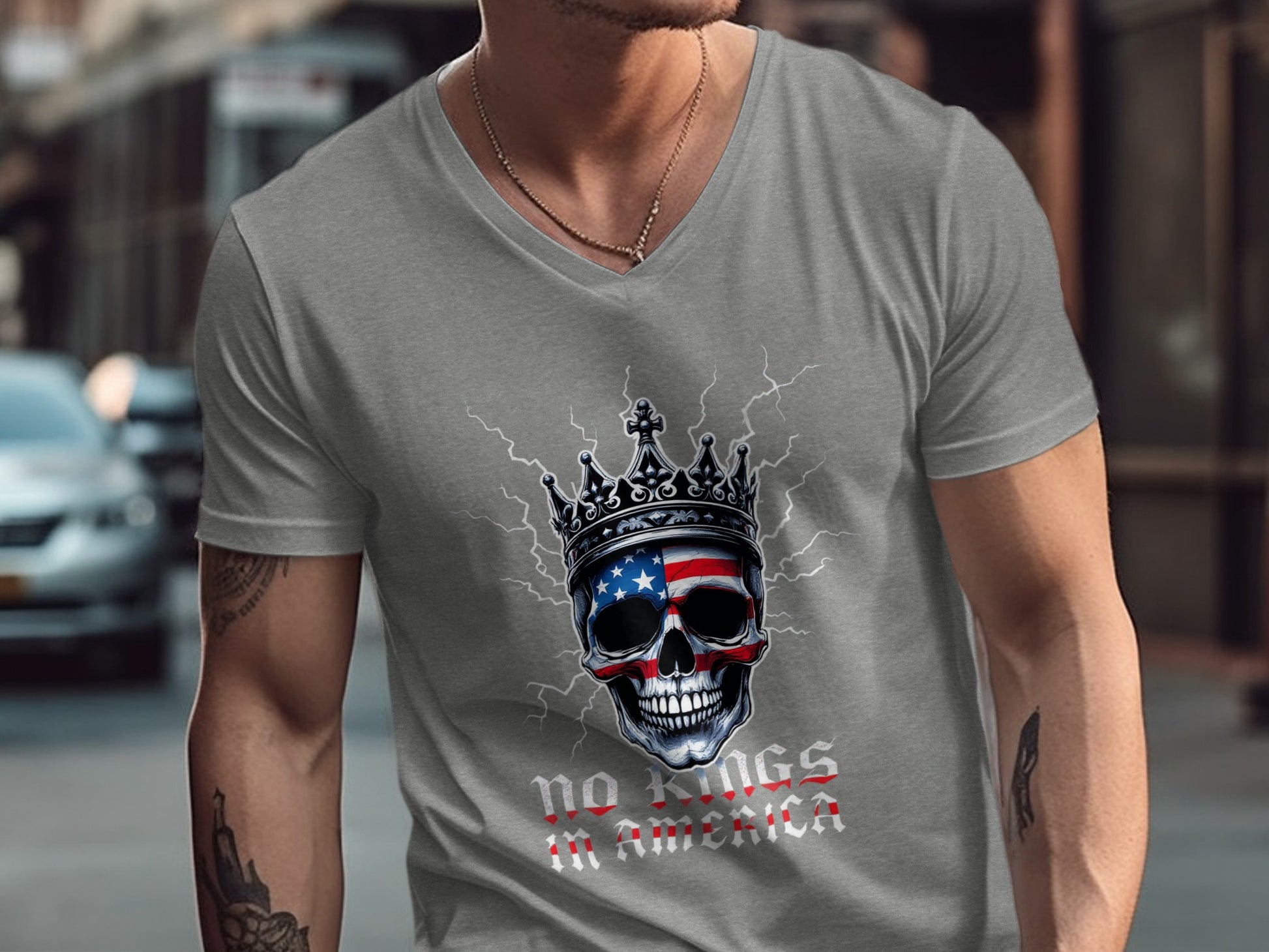 No Kings In America Skull Graphic Tee