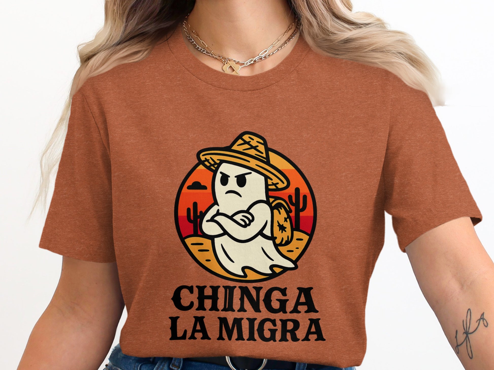 Chinga La Migra Funny Ghost Graphic Shirt product type