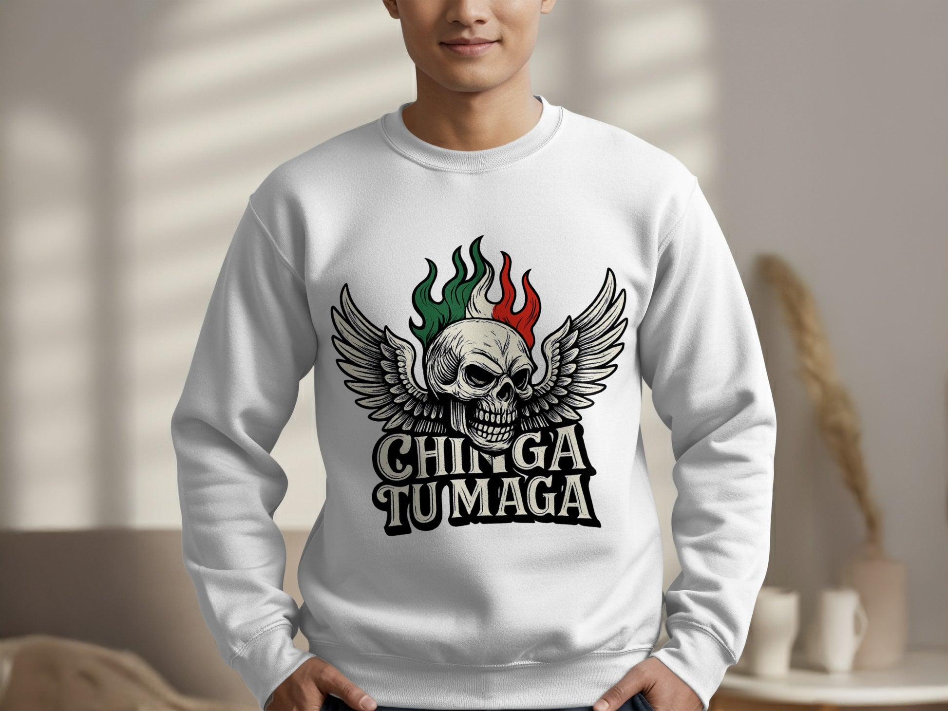 Winged Skull Chingaga Tumaga Graphic Sweatshirt product