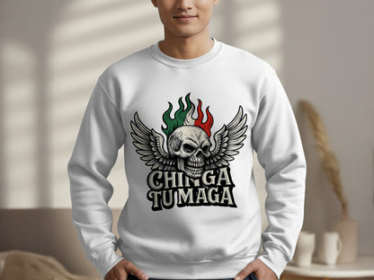 Winged Skull Chingaga Tumaga Graphic Sweatshirt product