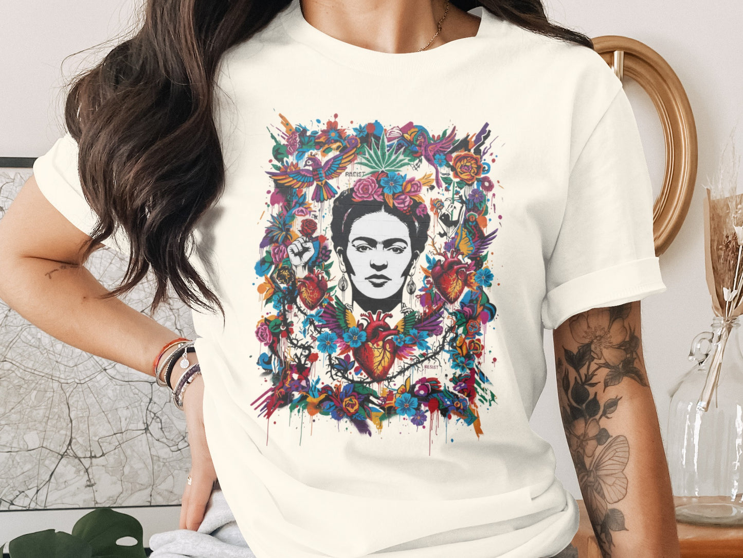 Frida Kahlo Vibrant Art Design Colorful Flowers product type