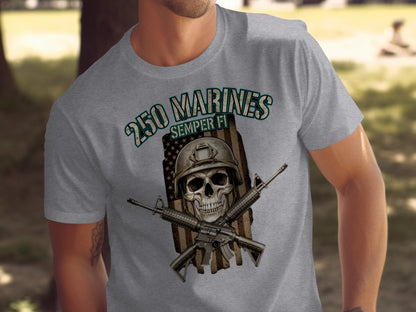 250 Marines Semper Fi Skull and Rifles Graphic Shirt