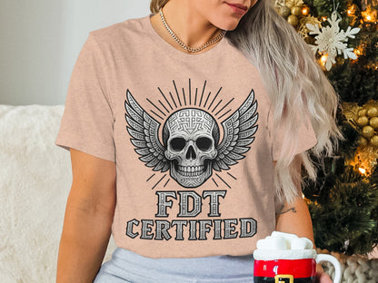 FDT Certified Skull Wings Design T-shirt