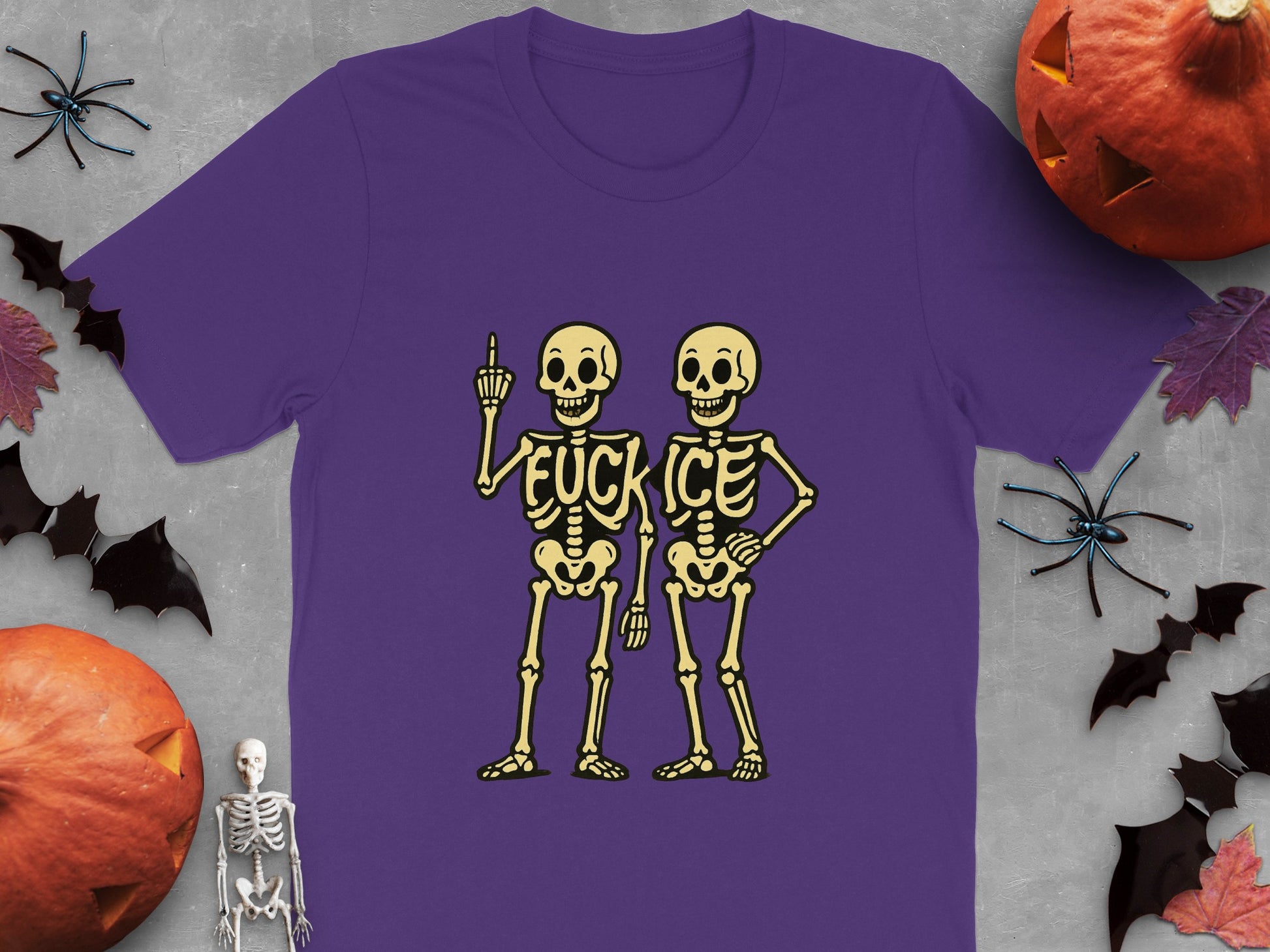 Skeletons Saying Fuck Ice Graphic Shirt product type
