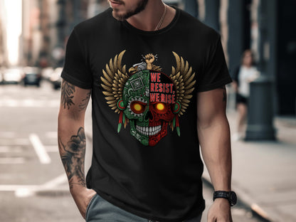 We Resist We Rise Skull Design T-Shirt