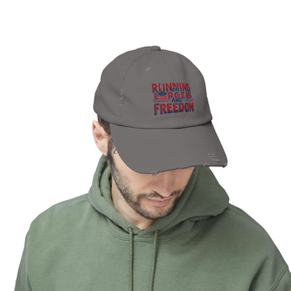 Unisex Distressed Cap - Running for Freedom Vintage Style Hat